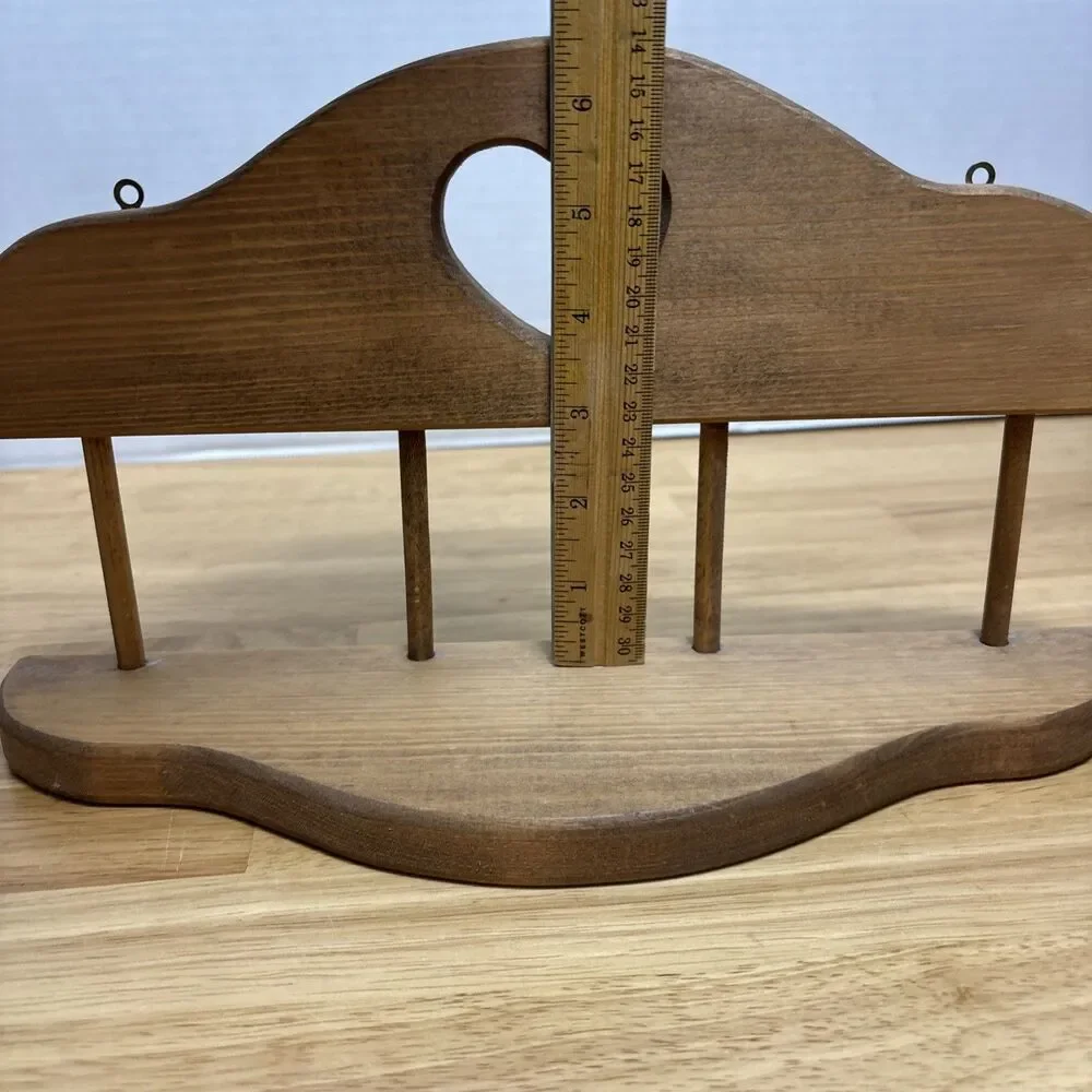 Vintage Solid Wood Heart Hanging Shelf Brown Love Cottage Core